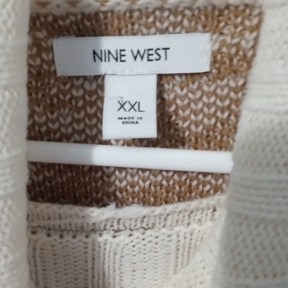 Nine West Cream and Brown Turtleneck Sweater with Leopard Print - Picture 2 of 4